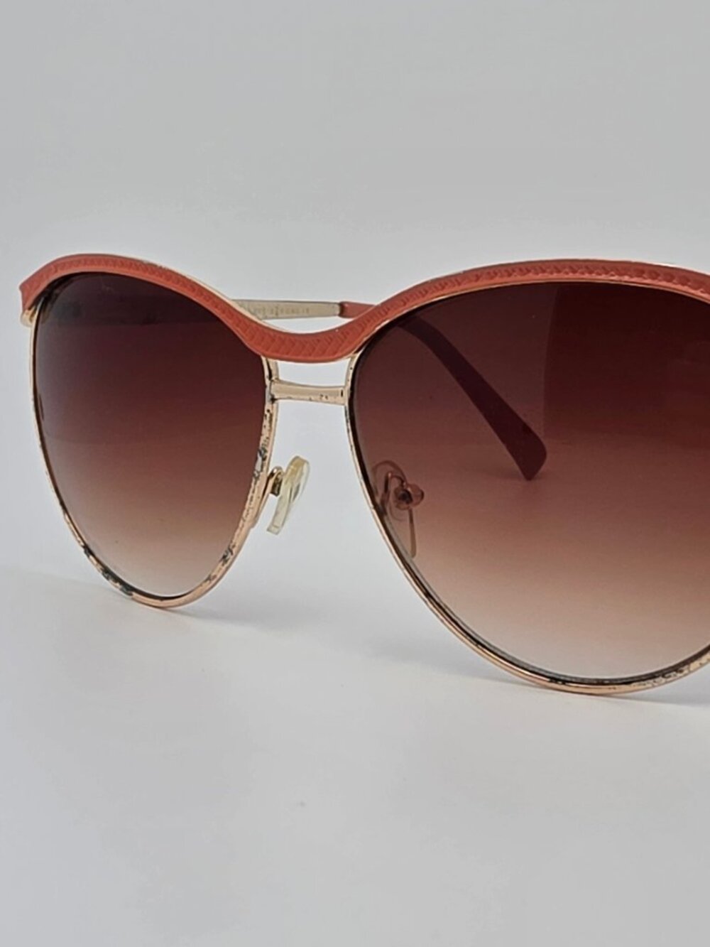 Nanette Lepore HSNN0817 Gold Orange Frame Brown Gradient Lens Cat Eye Sunglasses